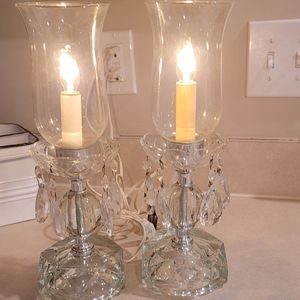 Antique 1940's glass hurricane lamps